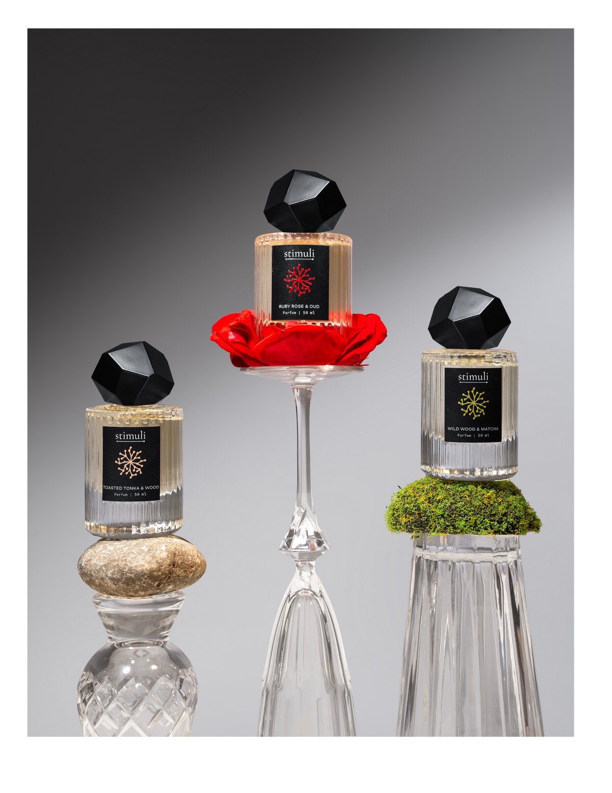Stimuli Perfume bottles for all 3 scents. 
