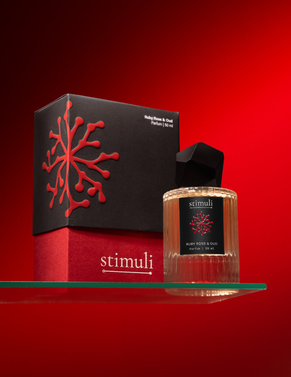 Stimuli Ruby Rose & Oud parfum packaging and box