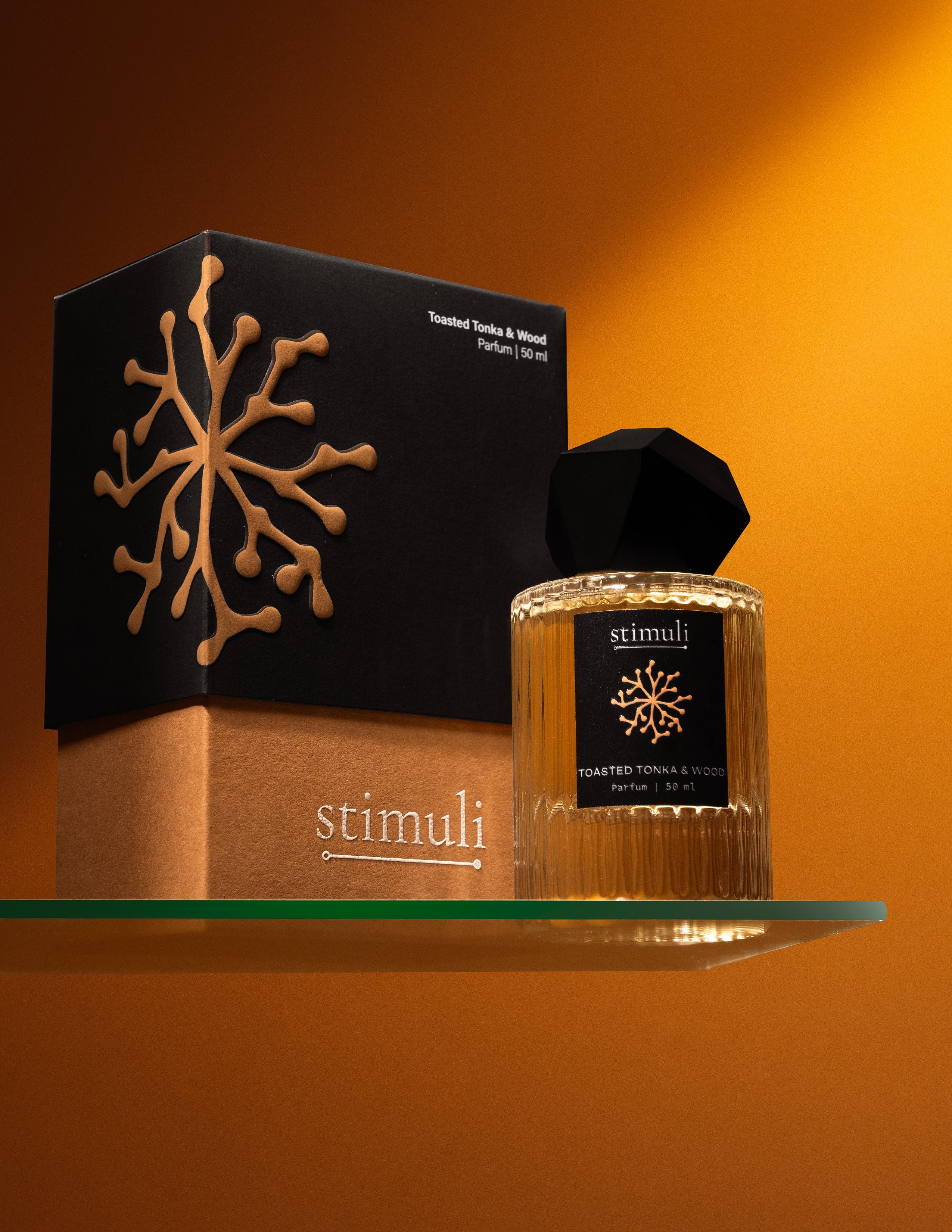 Stimuli Toasted Tonka & Wood parfum packaging and box