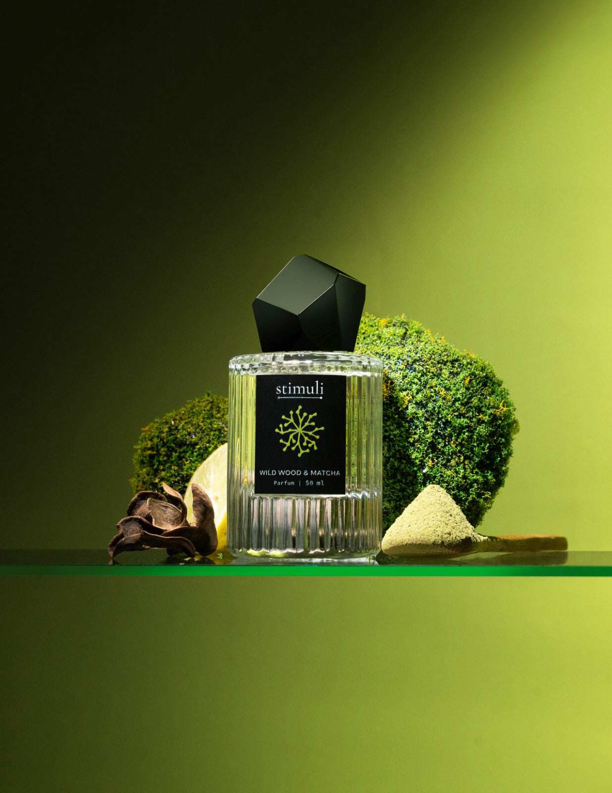 Stimuli Wild Wood & Matcha parfum bottle, 50ml